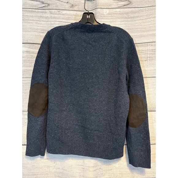 J. Crew Mens Gray Wool Blend Crewneck Sweater With Elbow Patches Size M - Picture 3 of 3